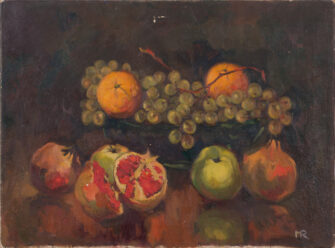 20th Century Catalan School Still Life oil on canvas pomegranates and grapes