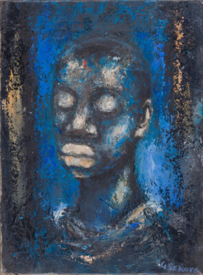 Gerard Sekoto Portrait of a Man in Blue oil on canvas painting