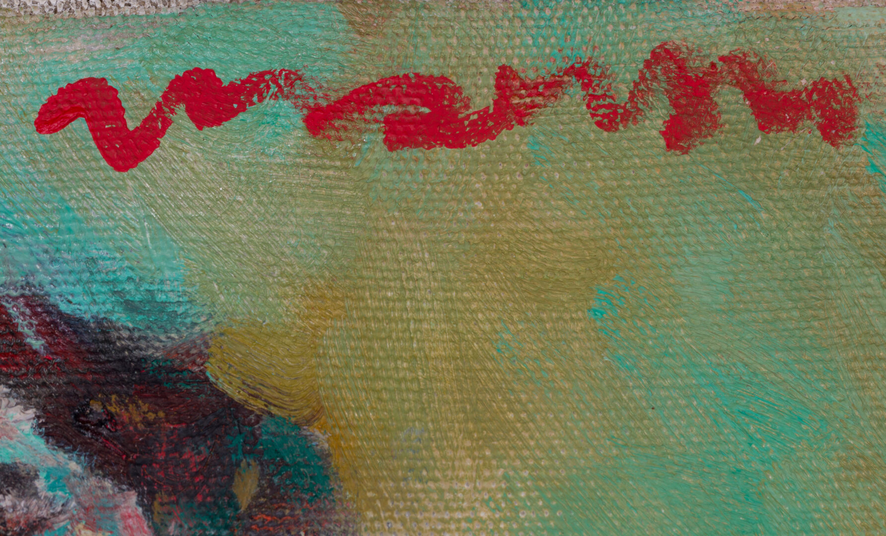 Marwan Kassab-Bachi signature detail in red pigment
