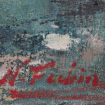 Nicolai Fechin Daisies in a Glass Vase signature detail in red cursive