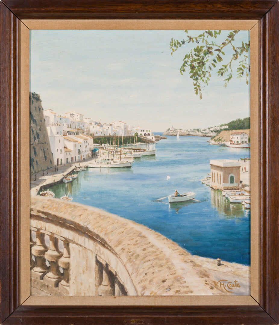 V.M. Costa Ciutadella Menorca framed painting of harbor
