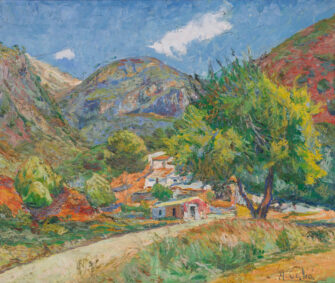 Narcis Galia i Adell Catalan Landscape II oil on canvas painting of mountains