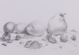 Carles Vergés graphite drawing still life with fruit