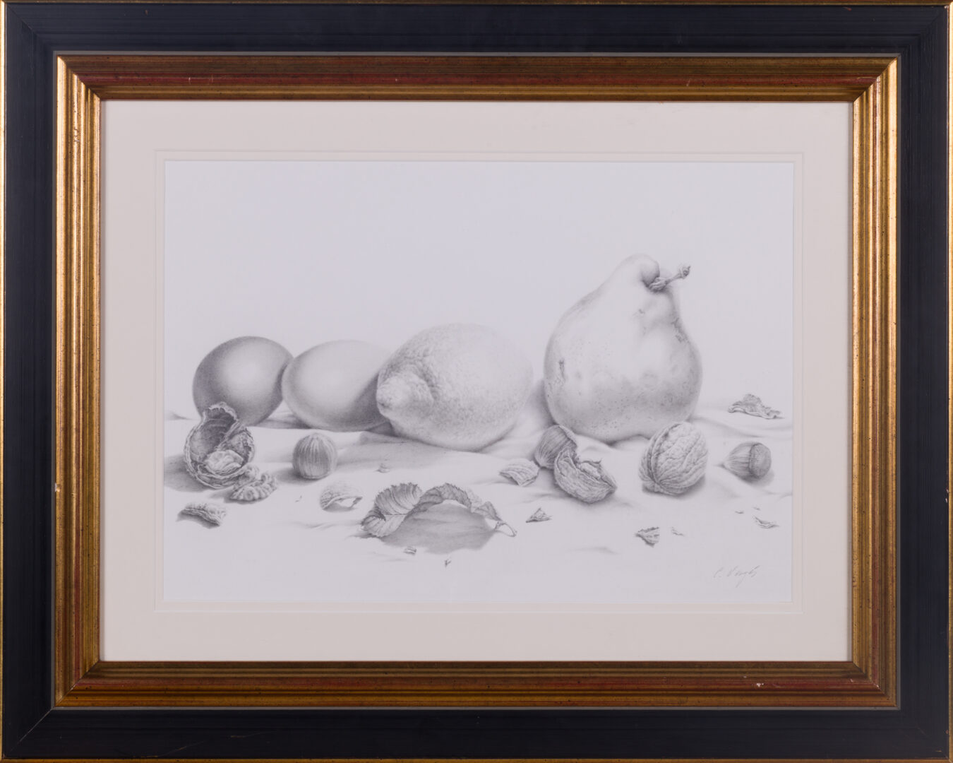 Original drawing by Carles Vergés in a decorative frame