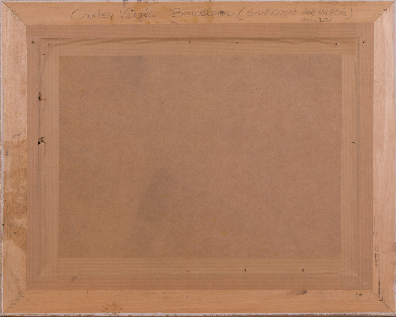 Back view of the Carles Vergés drawing with artist attribution