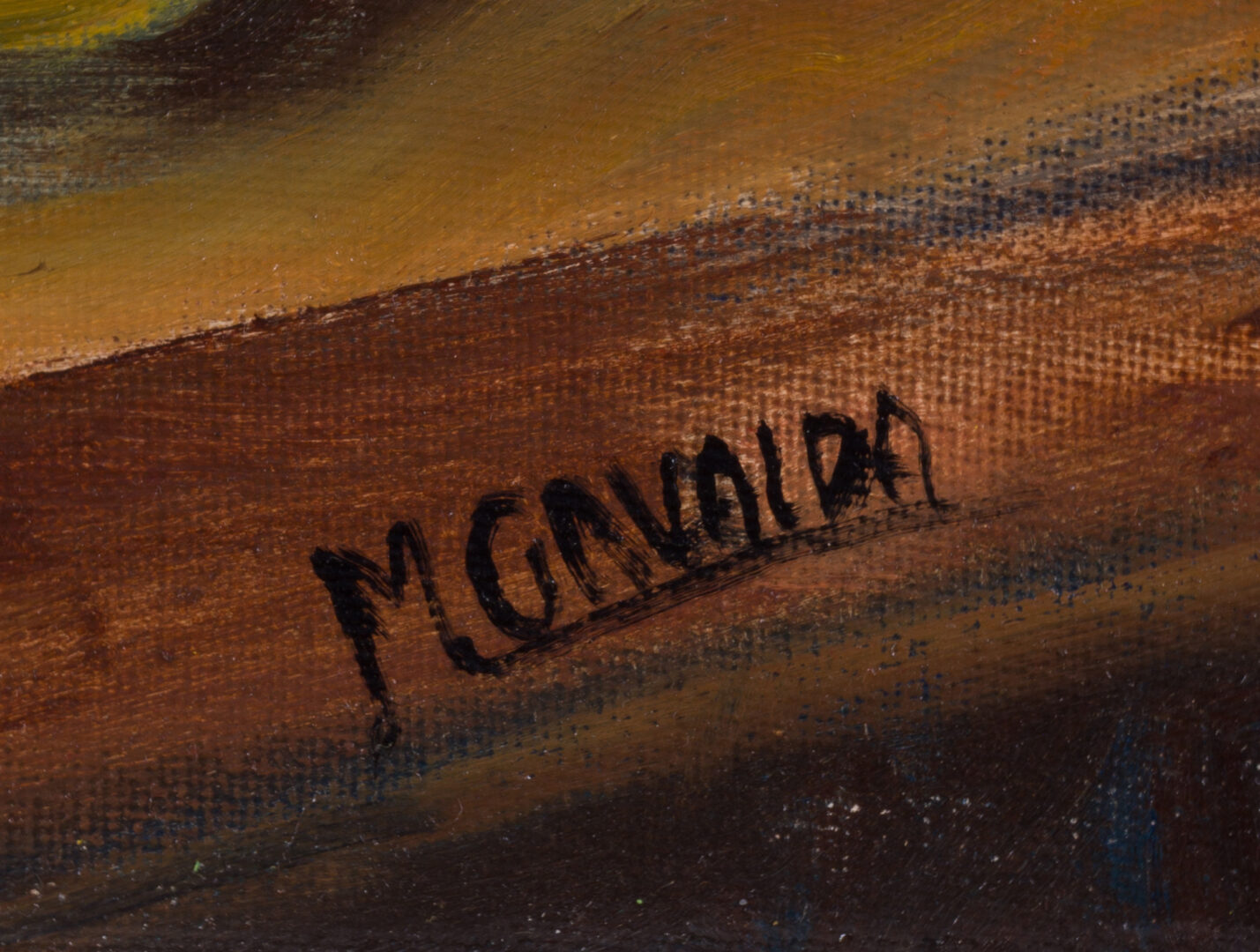 Signature detail of the M. Gavalda oil painting