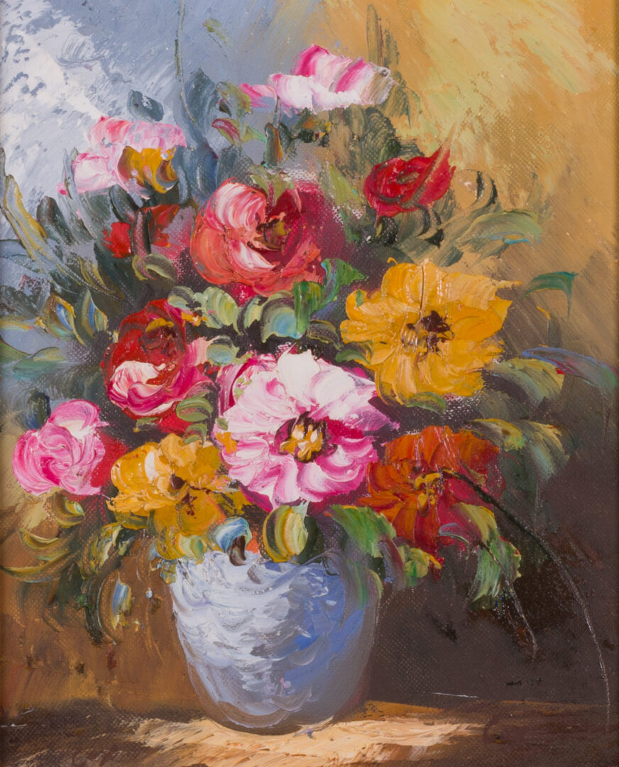 20th Century Spanish School oil painting floral still life