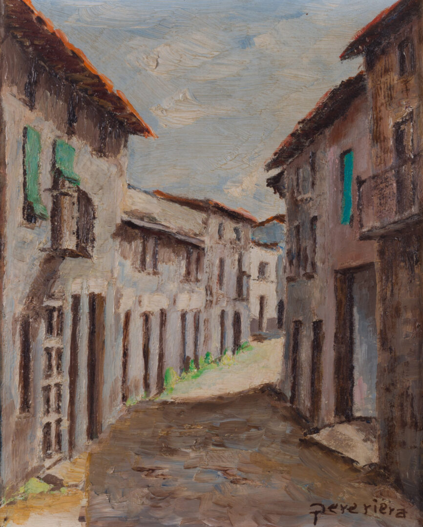 Pere Riera oil painting village street scene