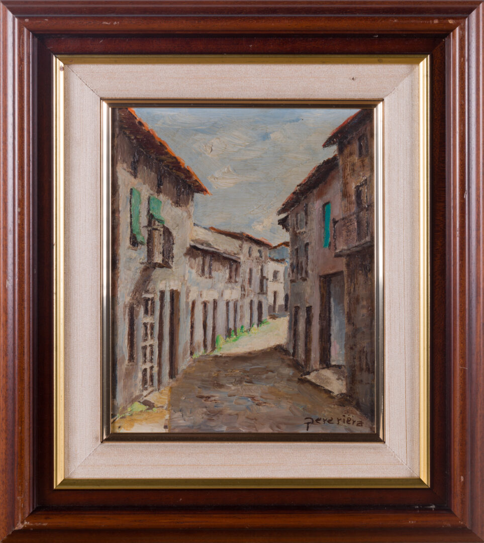 Oil painting by Pere Riera in a decorative frame