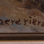 Signature detail of the Pere Riera oil painting