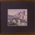 20th Century Spanish School watercolor painting in a decorative frame