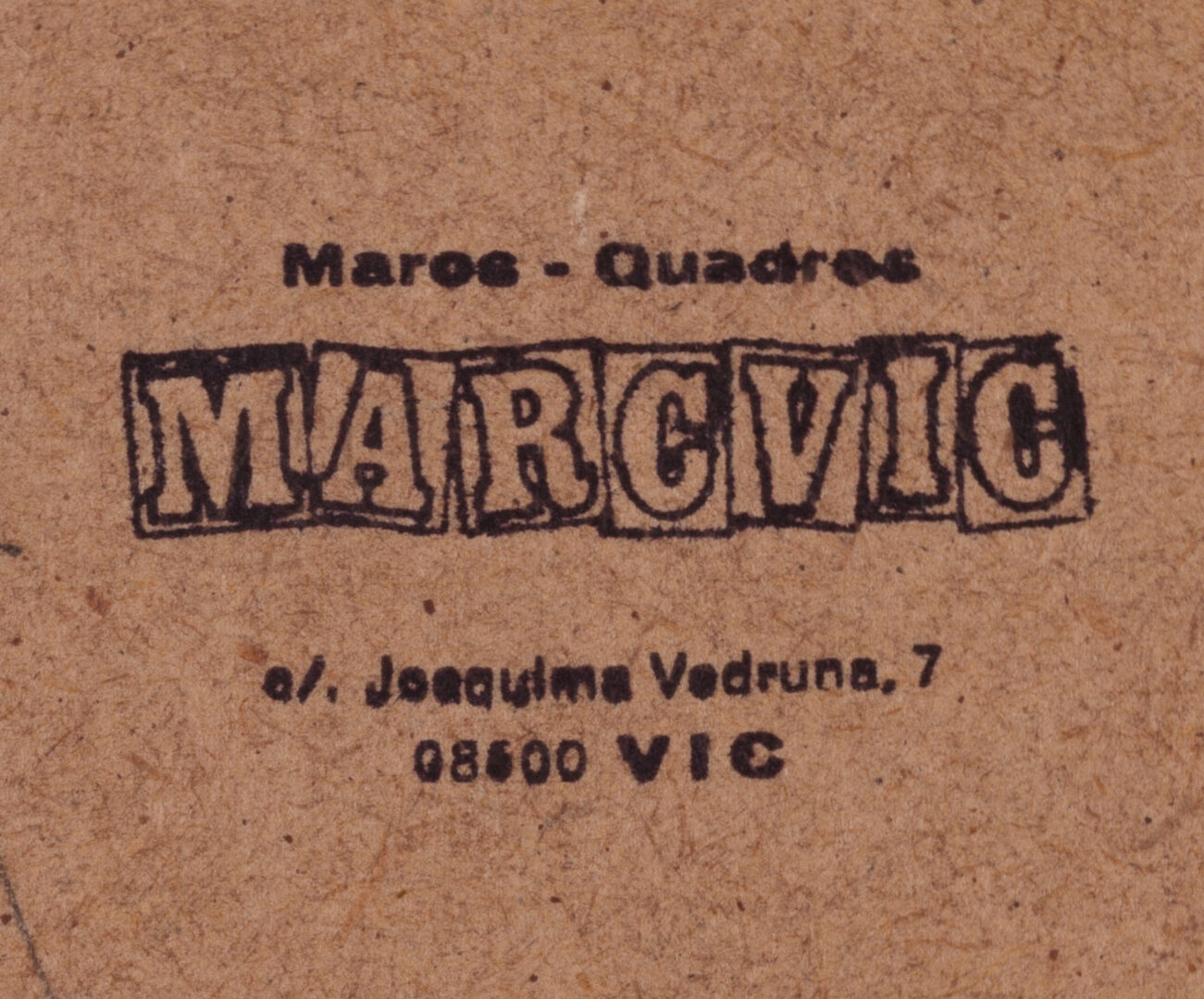 Detail of the framer's stamp on the back