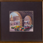 20th Century Spanish School watercolor painting in a decorative frame