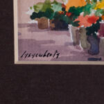 Detail of the illegible signature on the watercolor painting