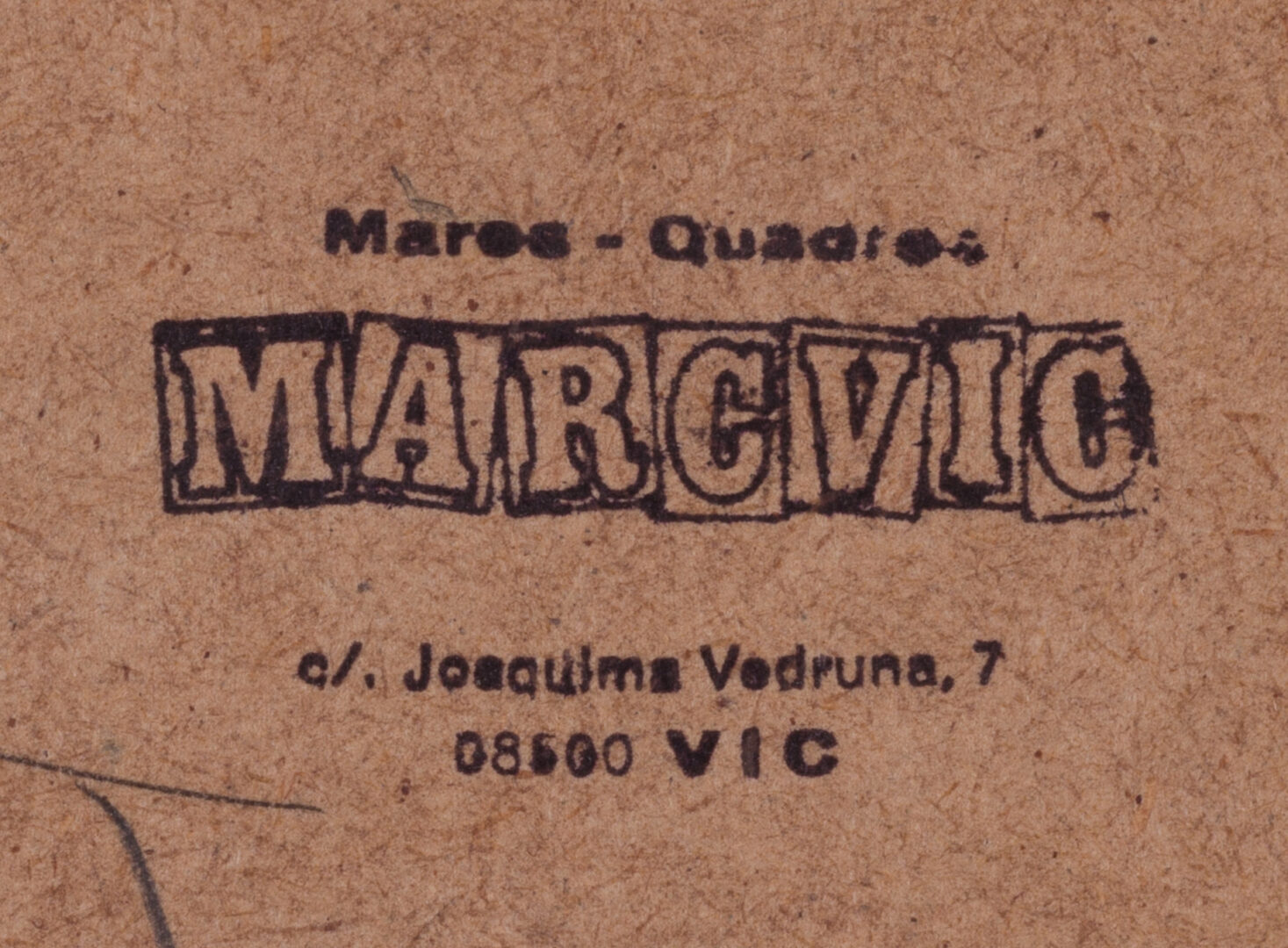 Detail of the framer's stamp on the back