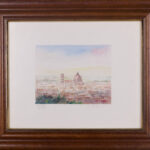 Watercolor painting by G. Scuglie in a decorative frame