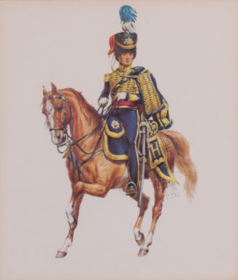 20th Century Catalan School print of an officer of the Hussars on horseback
