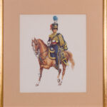 Hand-colored print by 20th Century Catalan School in a decorative frame