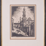 Gregoire Boonzaier linocut in a decorative frame