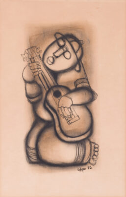 Daniel Selepe charcoal drawing of a guitarist