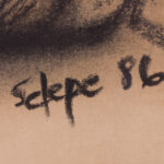 Signature detail of the Daniel Selepe charcoal drawing