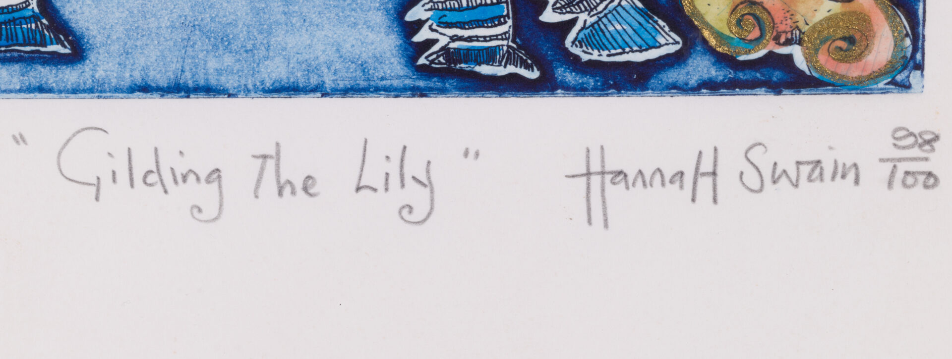 Signature and edition detail of the Hannah Swain lithograph