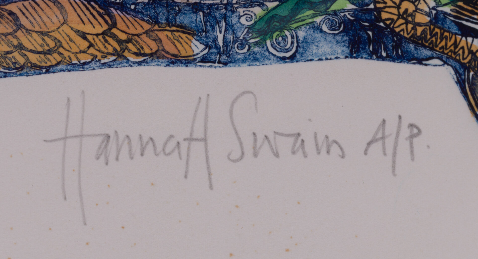 Signature and A/P mark on the Hannah Swain print
