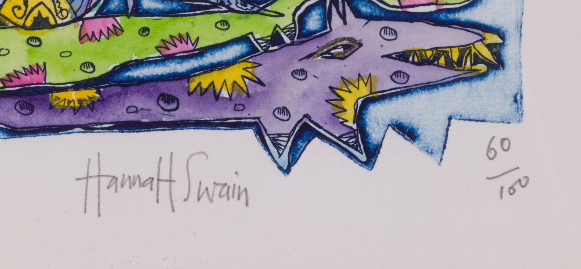 Signature and edition numbering on the Hannah Swain lithograph