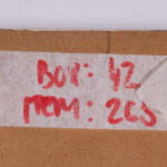 Detail of the inventory markings on the back of the frame