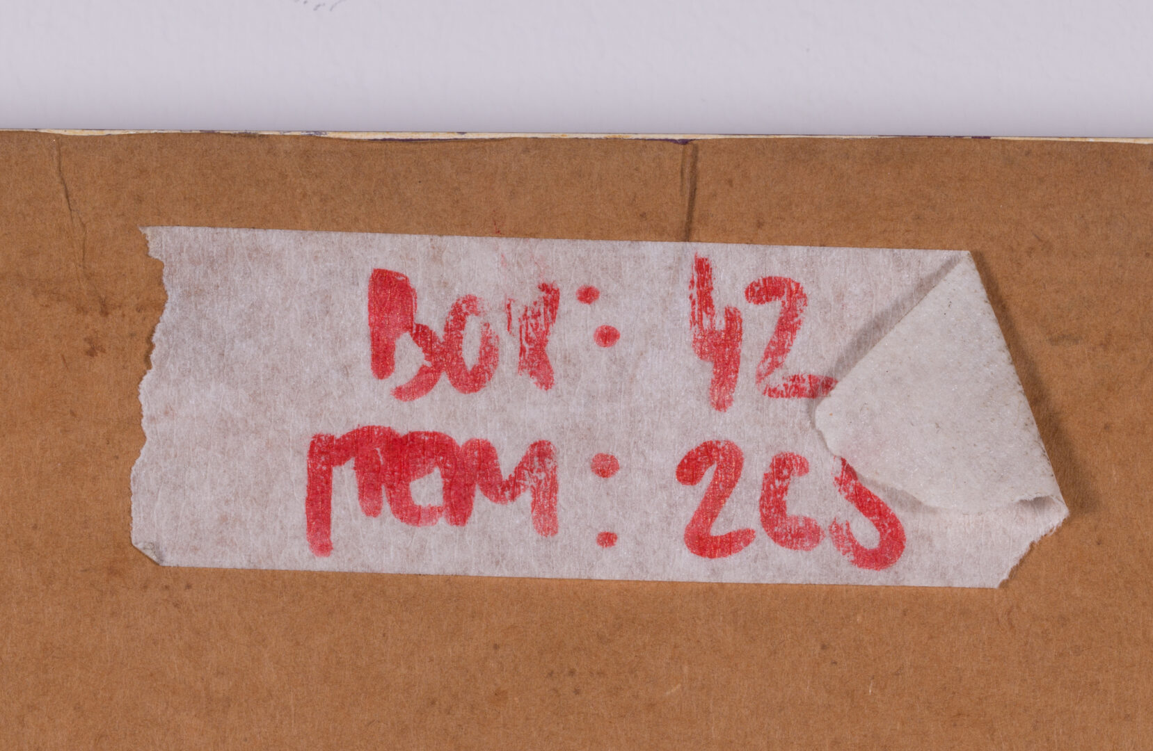 Detail of the inventory markings on the back of the frame