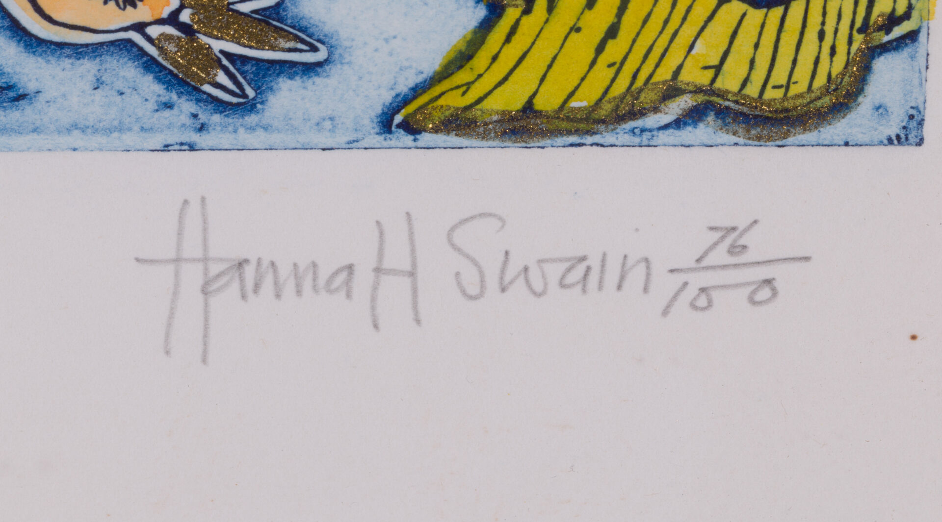 Signature and edition detail of the Hannah Swain lithograph