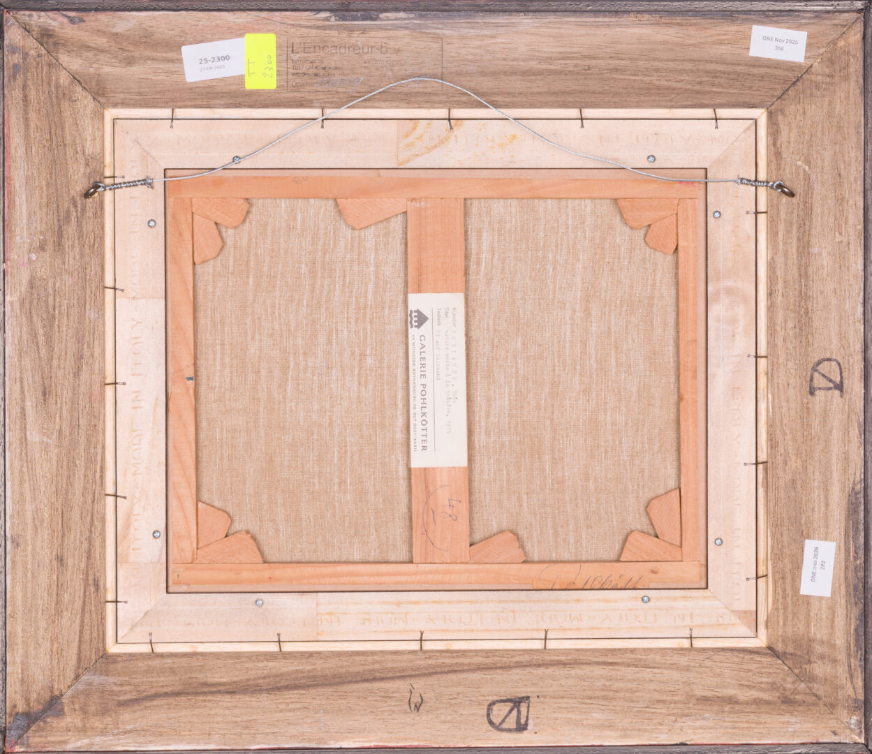 Rear view of the framed Théo Tobiasse painting