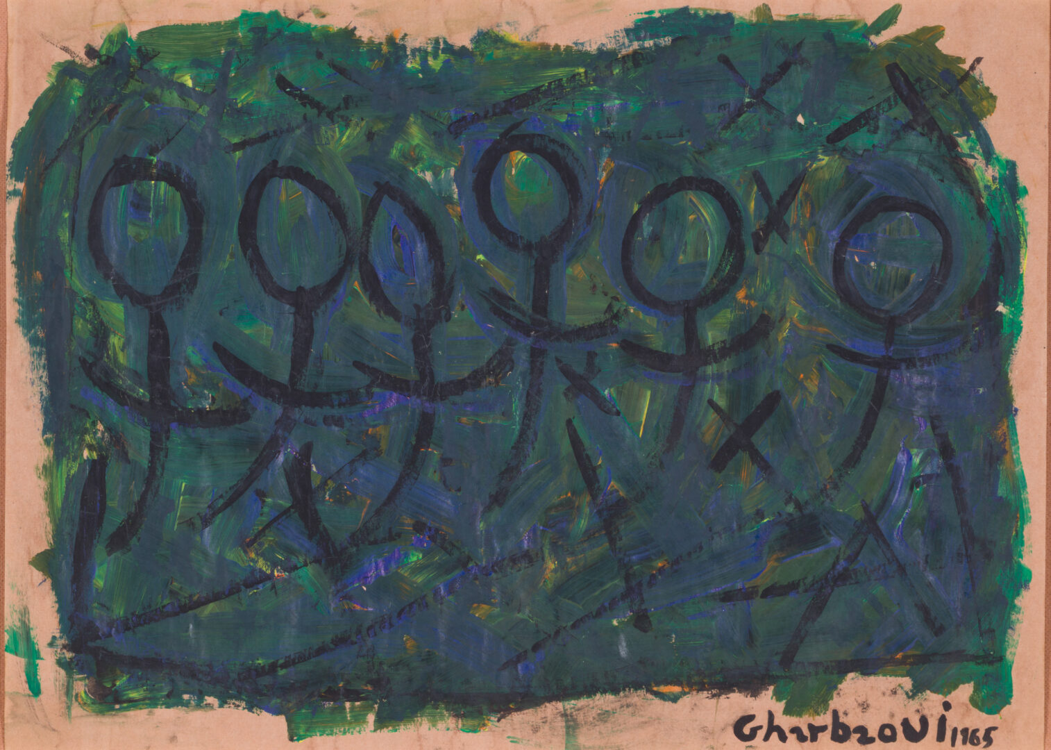 Jilali Gharbaoui abstract painting with figures