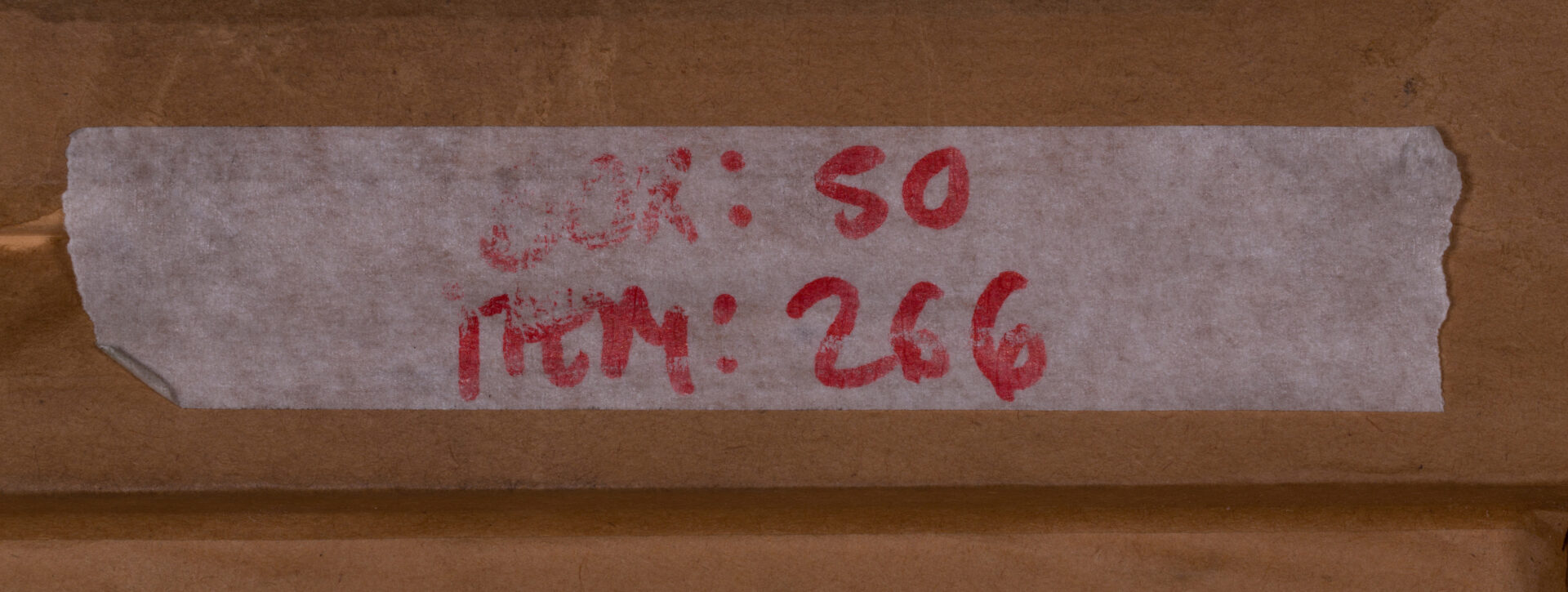 Inventory markings on the back of the frame
