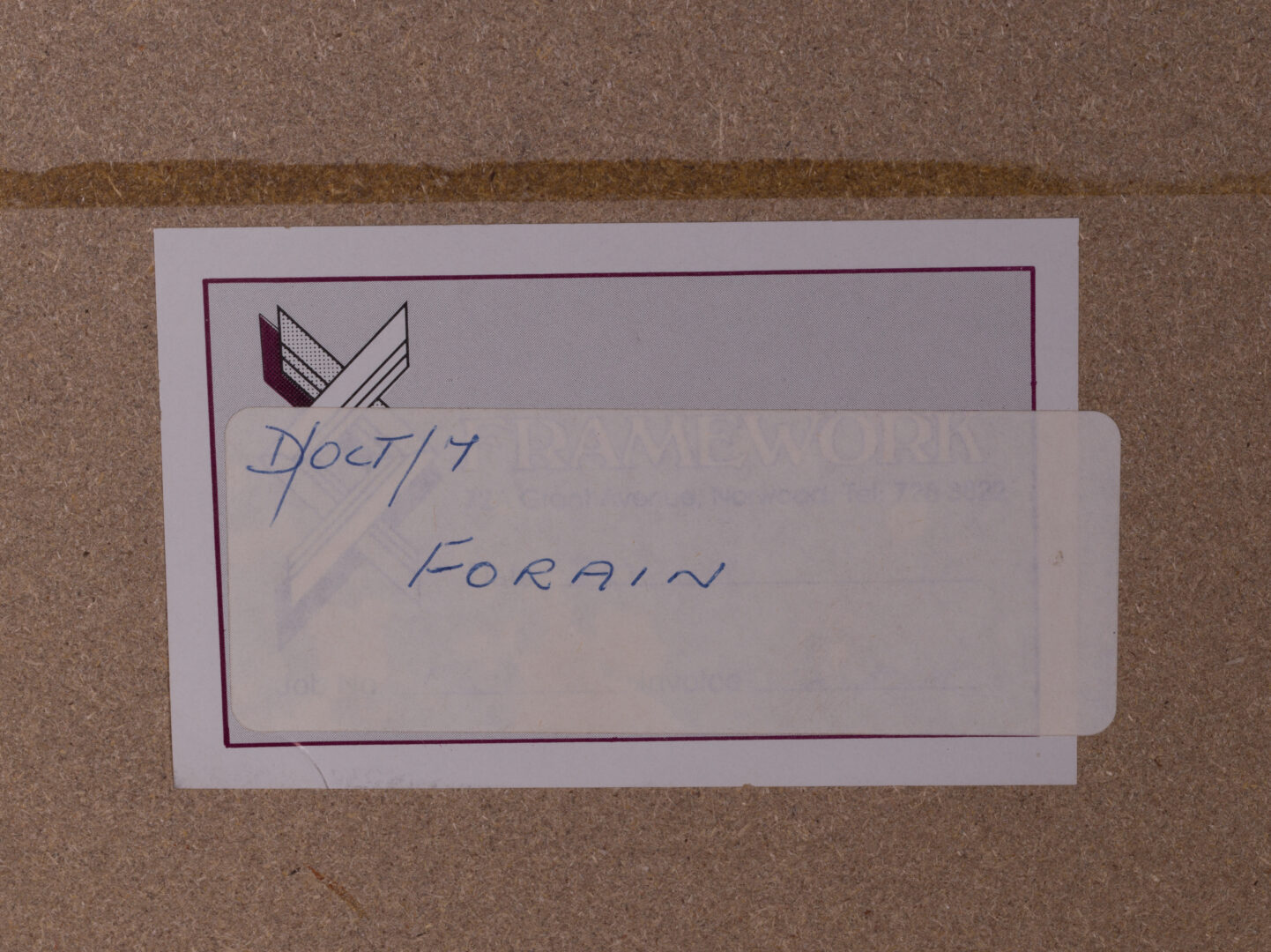 Label detail "D/OCT/7 FORAIN" on the back