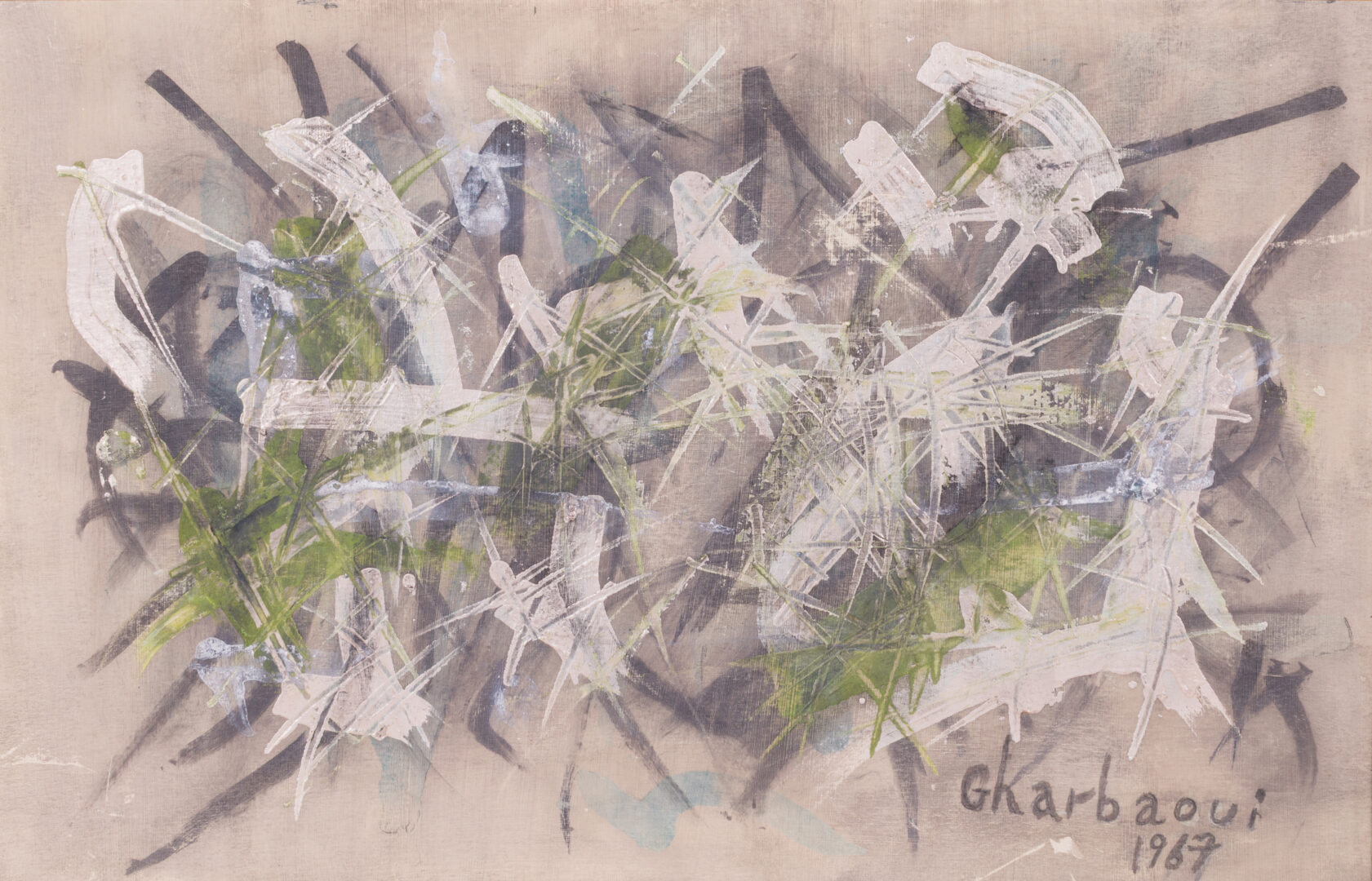 Jilali Gharbaoui abstract oil painting on panel