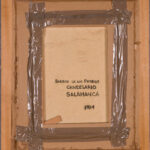 Back of the painting with title "Barrio de los Perros"