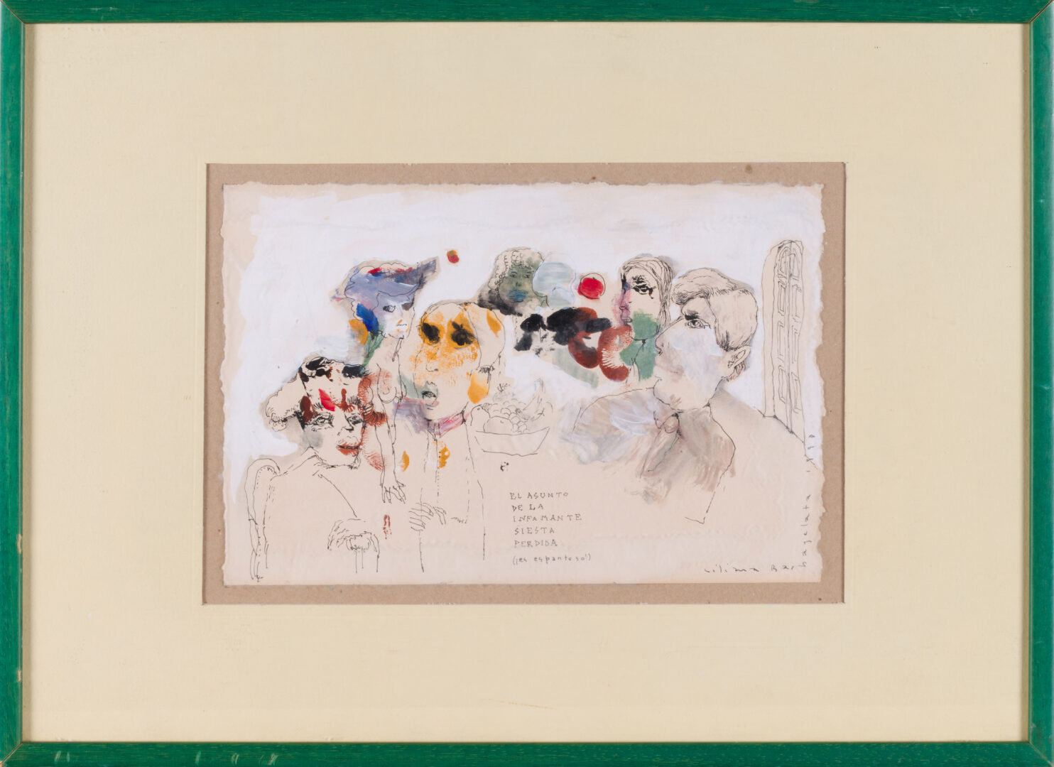 Full view of the artwork in its green frame