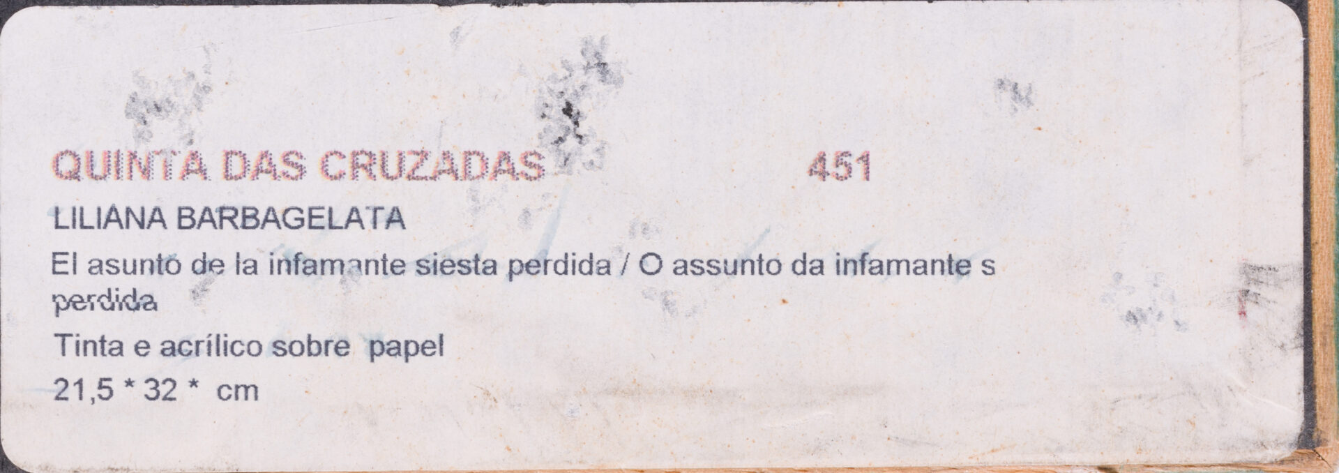 Identification label from Quinta das Cruzadas