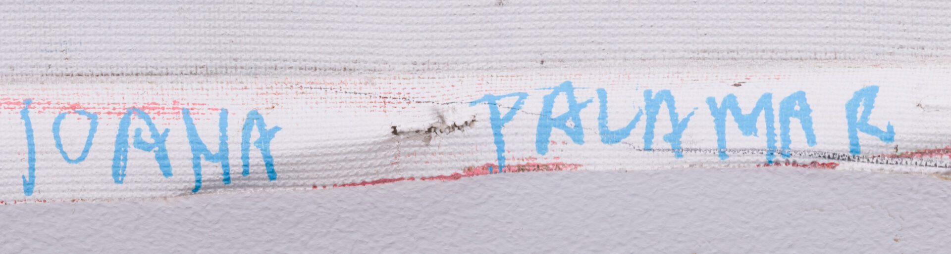 Detail of the signature "JOANA PALOMAR"