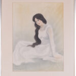 Mai Long gouache on silk painting Seated Woman