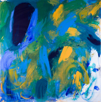 Rahim El abstract painting on wood panel from the Kairos series