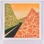 Full view of the woodcut "The Long Drive Home"