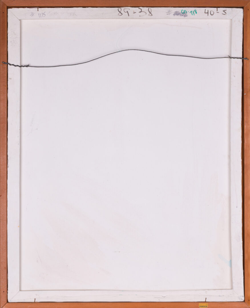 Back view of the framed Tower of Babel painting