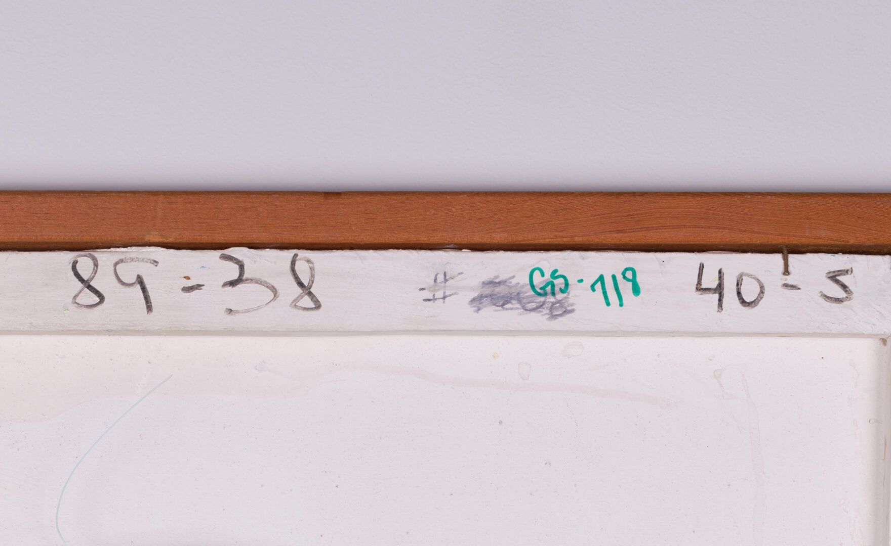 Inventory markings on the back of the frame