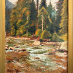 Oleksandr Torbich landscape painting in a gold frame