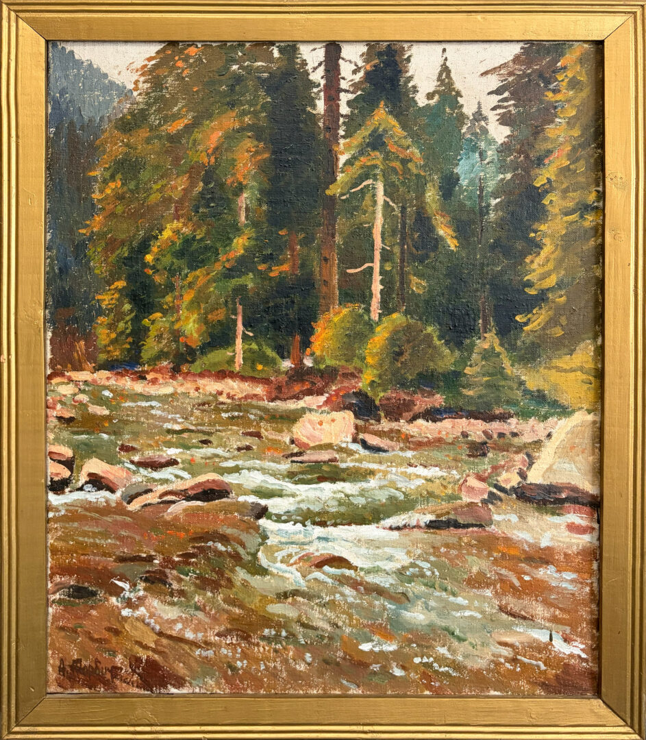 Oleksandr Torbich landscape painting in a gold frame
