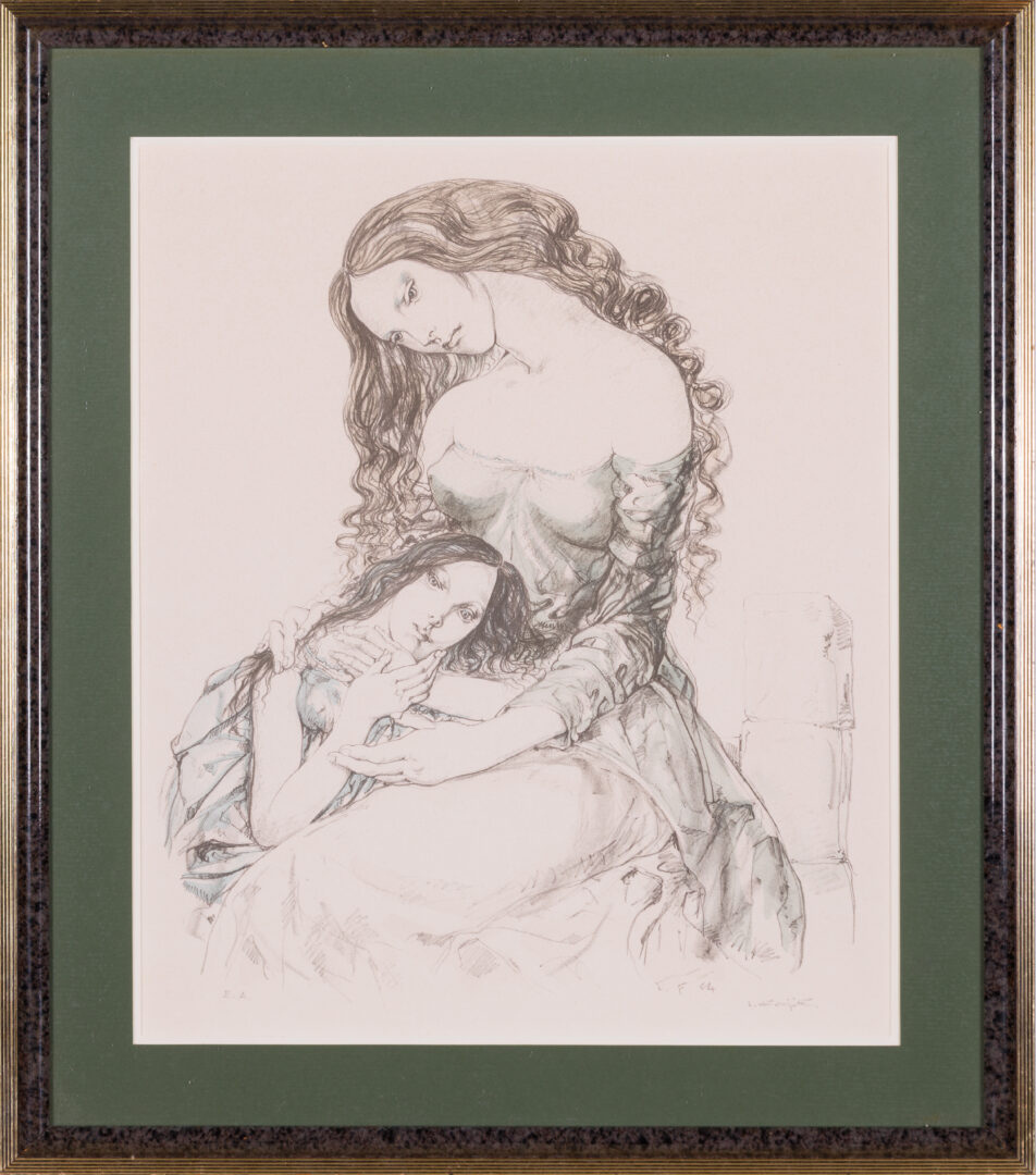 Tsuguharu Foujita - Mother and Child, 1964, framed artist's proof lithograph by Japanese-French École de Paris master