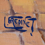 Authentic signature of the renowned Belgian Impressionist artist Lucien Frennet, whose original masterpieces are for sale at Aurora & Athena gallery