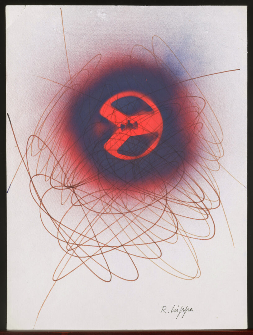 Full view of Roberto Crippa's Senza Titolo, showcasing the textured abstract canvas and continuous spatial trajectories